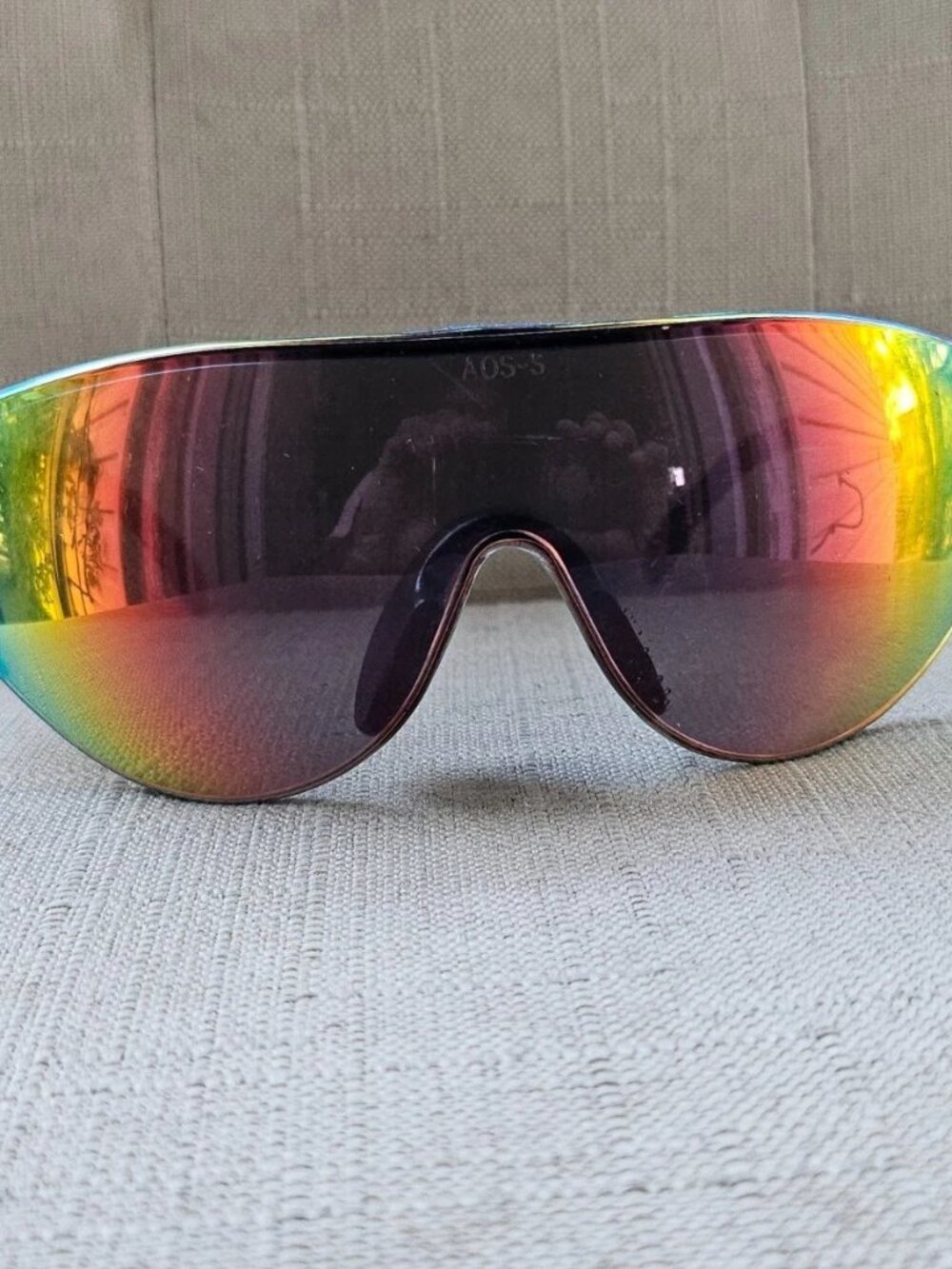 Vintage AOS Men Sunglasses Shield Wrap Eyewear Multi Color Mirror Lenses Z87